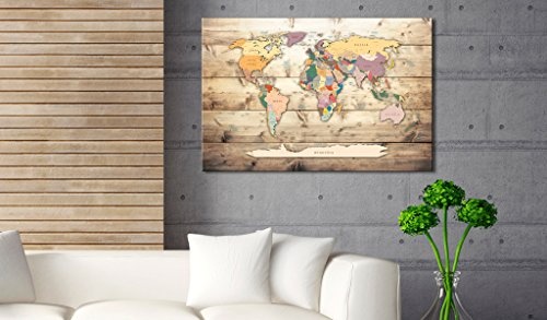 murando - Weltkarte Pinnwand 90x60 cm Bilder mit Kork Rückwand 1 Teilig Vlies Leinwandbild Korktafel Fertig Aufgespannt Wandbilder XXL Kunstdrucke Landkarte k-B-0009-p-b
