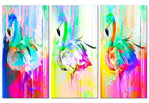 murando - Bilder Flamingo 135x90 cm Vlies Leinwandbild 3 Teilig Kunstdruck modern Wandbilder XXL Wanddekoration Design Wand Bild - Vogel bunt Exotisch g-C-0076-b-e