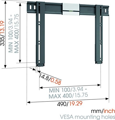 Vogels THIN 405 TV-Wandhalterung für 66-140 cm (26-55 Zoll) Fernseher, starr, max. 25 kg, Vesa max. 400 x 400, schwarz