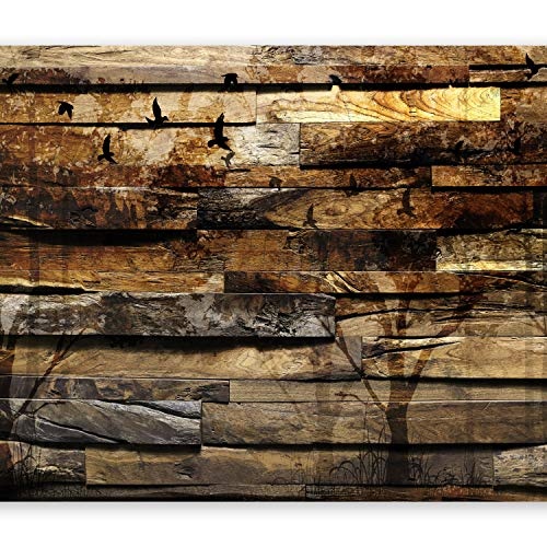 murando - Fototapete Holz 400x280 cm - Vlies Tapete - Moderne Wanddeko - Design Tapete - Wandtapete - Wand Dekoration - Bretter Vogel f-A-0384-a-b