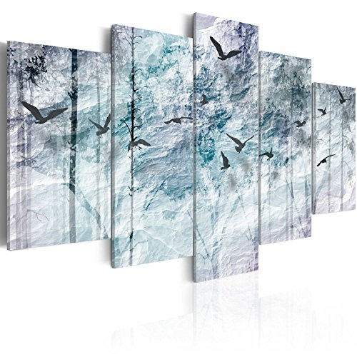 murando - Bilder 200x100 cm Vlies Leinwandbild 5 TLG Kunstdruck modern Wandbilder XXL Wanddekoration Design Wand Bild - Wald Vogel Natur Abstrakt b-C-0011-b-p
