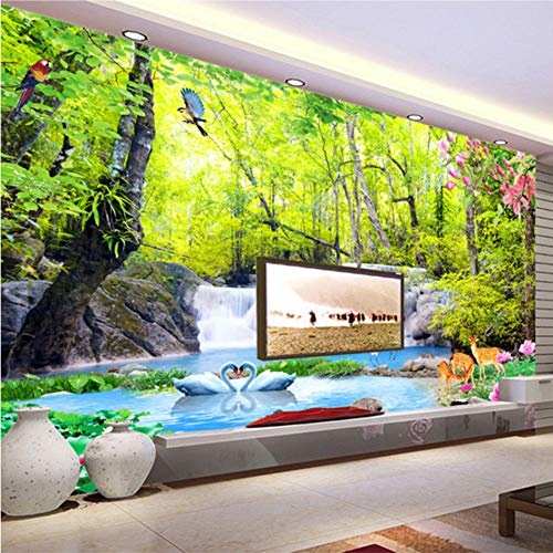 Tapete 3D Wald Wasserfälle Natur Landschaft Wandbilder Wohnzimmer Tv Sofa Kulisse Wanddekor Papel De Parede 3 D, (B) 320X (H) 220Cm