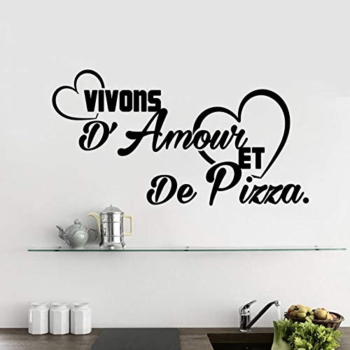 Französisch Vivons DAmour Et De Pizza Vinyl Wandaufkleber Abnehmbare Wandtattoo Kunst Tapete Poster Wohnkultur Haus Dekoration 55X105
