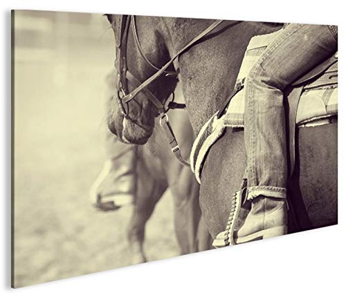 islandburner Bild Bilder auf Leinwand Cowboy V2 Reiten Pferde Sepia Vintage 1p XXL Poster Leinwandbild Wandbild Dekoartikel Wohnzimmer Marke