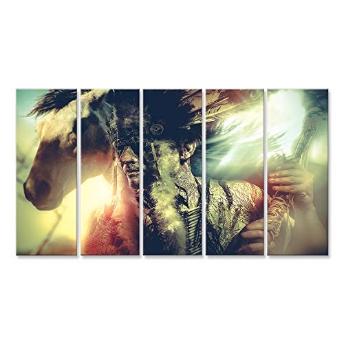 islandburner Bild Bilder auf Leinwand Indianer und Pferd Poster, Leinwandbild, Wandbilder