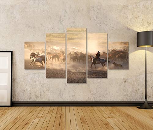 islandburner Bild auf Leinwand Pferde und Reiter, Natur Wandbild, Poster, Leinwandbild IOV-MFP