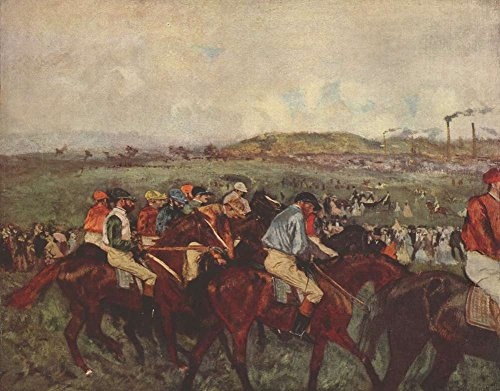 JH Lacrocon Edgar Degas - Herrenreiter Vor Dem Start 1862 Leinwandbilder Reproduktionen Gerollte 90X70 cm - Zu Pferde Gemälde Gedruckt Wandkunst