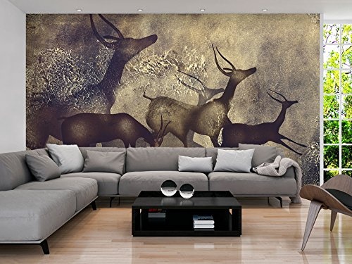 murando - Fototapete Hirsch 500x280 cm - Vlies Tapete -Moderne Wanddeko - Design Tapete - Textur Tiere - wie gemalt g-A-0100-a-c
