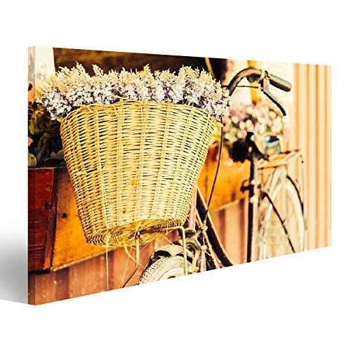 Bild Bilder auf Leinwand Vintage Fahrrad mit Blume -...