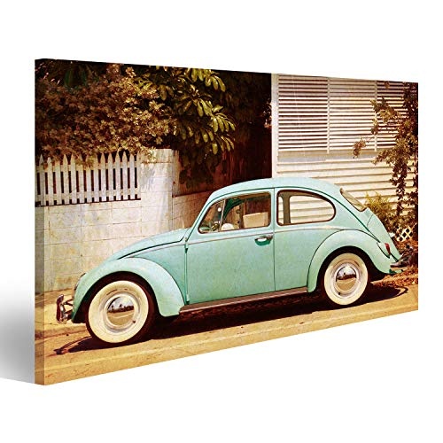 Bild Bilder auf Leinwand VW Käfer Vintage Beetle Wandbild, Poster, Leinwandbild MRI