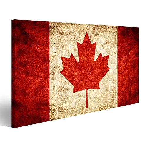 islandburner Bild Bilder auf Leinwand Kanada Grunge Flagge. Vintage, Retro-Stil. Hohe Auflösung, hd Qualität. Artikel Wandbild Leinwandbild Poster DJG