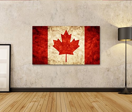 islandburner Bild Bilder auf Leinwand Kanada Grunge Flagge. Vintage, Retro-Stil. Hohe Auflösung, hd Qualität. Artikel Wandbild Leinwandbild Poster DJG
