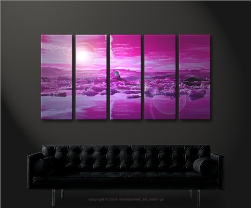 islandburner Bild Bilder auf Leinwand Ice 5 Pop Art Eisberge Arktis XXL Poster Leinwandbild Wandbild Dekoartikel Wohnzimmer Marke