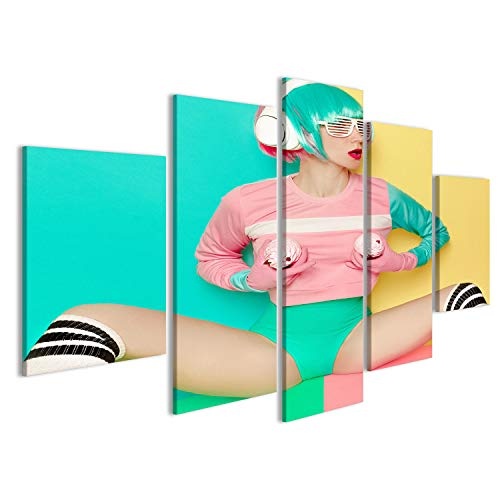 islandburner Bild Bilder auf Leinwand Minimal Mode Pop Art Vanille Farbe Mädchen DJ Puppenart Fitness sexy Stimmung Wandbild, Poster, Leinwandbild HJD