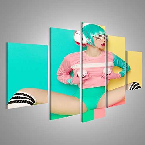 islandburner Bild Bilder auf Leinwand Minimal Mode Pop Art Vanille Farbe Mädchen DJ Puppenart Fitness sexy Stimmung Wandbild, Poster, Leinwandbild HJD
