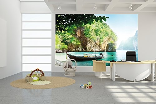 great-art Poster Fischer-Boot in tropischer Bucht Wandbild Dekoration Urlaub Reisen Strand Paradies Bay Natur Insel Meer Travel Beach | Wandposter Fotoposter Wanddeko Wandgestaltung by (140 x 100 cm)