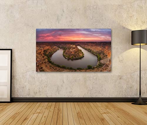Bild Bilder auf Leinwand Warmer Sonnenuntergang über Fluss Hoces Del Duraton Wandbild, Poster, Leinwandbild OEZ