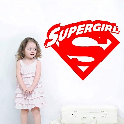 Superhelden Supergirl Logo Mit Kühlen Anfang Wandaufkleber Vinyl Wandbild Für Haus Raumdekoration Comics Kunst Tapete 42x42 cm D