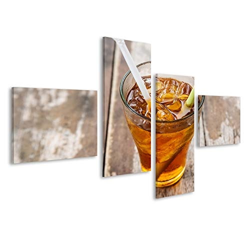 islandburner Bild Bilder auf Leinwand Glas kaltes Cocktail mit Eiswürfeln auf Hintergrund der alte Wandbild, Poster, Leinwandbild LXO