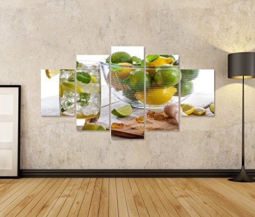 islandburner Bild Bilder auf Leinwand Kaltes Getränk mit Zitrusfrucht auf weißem Hintergrund Wandbild, Poster, Leinwandbild GOW