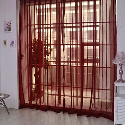 Hukz 1 Stück reine Farbe Tulle Tür Fenster Vorhang Drape Panel Sheer Schal Volants (D)