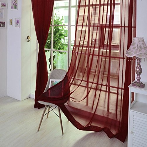 Hukz 1 Stück reine Farbe Tulle Tür Fenster Vorhang Drape Panel Sheer Schal Volants (D)