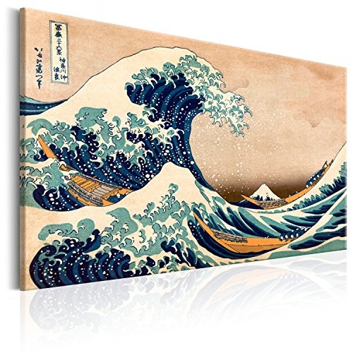 murando - Bilder die große Welle vor Kanagawa 90x60 cm Vlies Leinwandbild 1 TLG Kunstdruck modern Wandbilder XXL Wanddekoration Design Wand Bild - Katsushika Hokusai p-B-0009-b-a