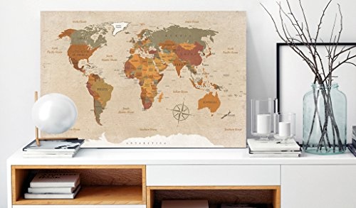 murando - Bilder 90x60 cm - Leinwandbilder - Fertig Aufgespannt - 1 Teilig - Wandbilder XXL - Kunstdrucke - Wandbild - Poster Weltkarte Welt Landkarte Kontinente k-C-0048-b-d