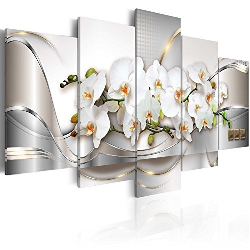 murando - Bilder 200x100 cm Vlies Leinwandbild 5 TLG Kunstdruck modern Wandbilder XXL Wanddekoration Design Wand Bild - Abstrakt Blumen a-A-0004-b-n