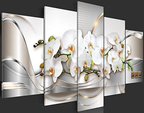 murando - Bilder 200x100 cm Vlies Leinwandbild 5 TLG Kunstdruck modern Wandbilder XXL Wanddekoration Design Wand Bild - Abstrakt Blumen a-A-0004-b-n