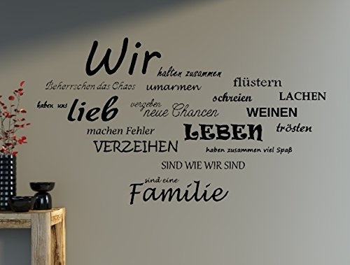 Wandtattoo Spruch WIR Familie Wandaufkleber Wohnzimmer Sprüche 100x63cm B388 (schwarz)