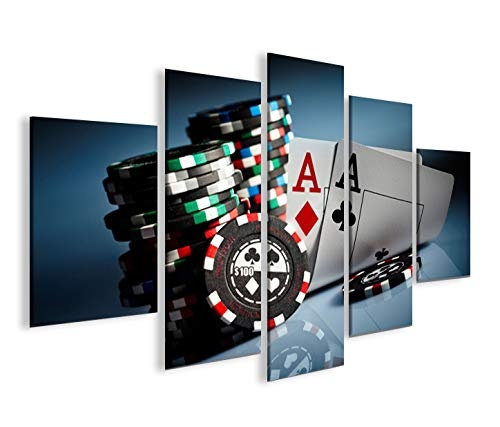 islandburner Bild Bilder auf Leinwand Aces Poker Casino Spielhalle Kartenspiel MF XXL Poster Leinwandbild Wandbild Dekoartikel Wohnzimmer Marke