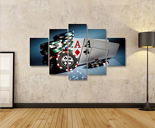 islandburner Bild Bilder auf Leinwand Aces Poker Casino Spielhalle Kartenspiel MF XXL Poster Leinwandbild Wandbild Dekoartikel Wohnzimmer Marke