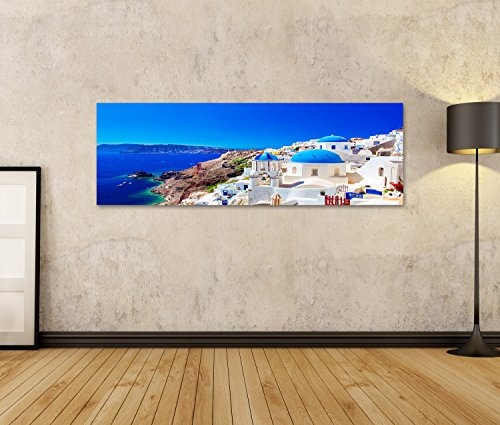 islandburner Bild Bilder auf Leinwand Oia Stadt auf Santorini Insel, Griechenland. Traditionelle und berühmte Häuser u Wandbild Leinwandbild Poster DRU