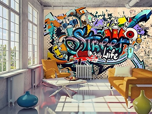 murando - Fototapete 300x210 cm - Vlies Tapete - Moderne Wanddeko - Design Tapete - Wandtapete - Wand Dekoration - Graffiti bunt Wasser i-A-0108-a-b