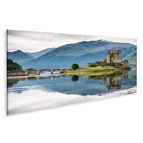 Bild Bilder auf Leinwand Eilean Donan Castle gegen Wasser, Schottland Wandbild, Poster, Leinwandbild PQT