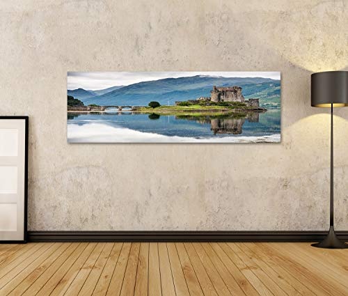 Bild Bilder auf Leinwand Eilean Donan Castle gegen Wasser, Schottland Wandbild, Poster, Leinwandbild PQT