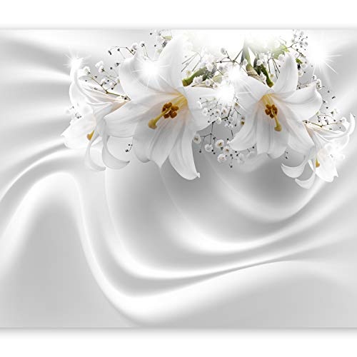 murando - Fototapete Blumen Lilien 400x280 cm - Vlies Tapete - Moderne Wanddeko - Design Tapete - Wandtapete - Wand Dekoration - Blume Abstrakt weiß 3D Optisch Illusion b-C-0158-a-a