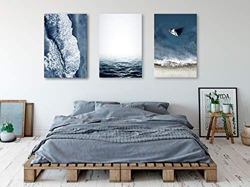 murando - Bilder Meer 120x60 cm Vlies Leinwandbild 3 Teilig Kunstdruck modern Wandbilder XXL Wanddekoration Design Wand Bild - Wasser Strand c-C-0217-b-e