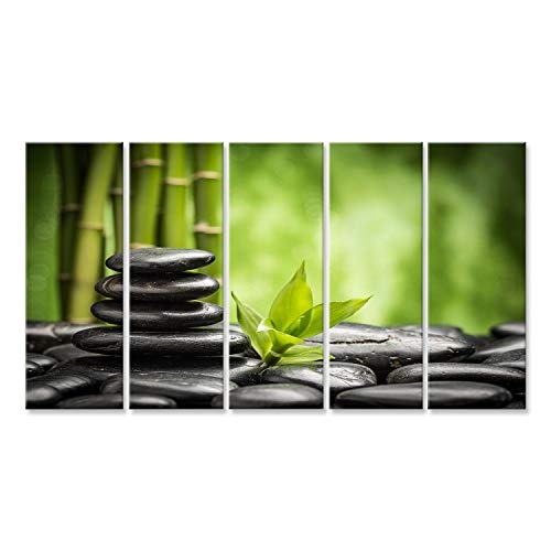 islandburner Bild Bilder auf Leinwand Steine Wasser Bambus Zen Poster, Leinwandbild, Wandbilder