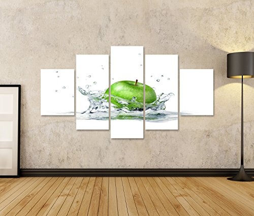 islandburner Bild Bilder auf Leinwand grüner Apfel im Wasser Poster, Leinwandbild, Wandbilder