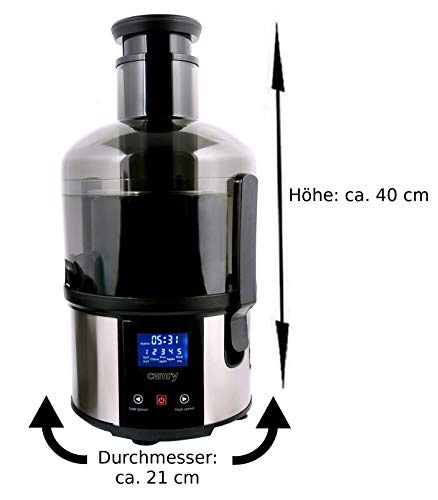 Edelstahl Entsafter | Elektrische Saftpresse | Elektrische Zitruspresse | Saft Presse | Slow Juicer | Saftpresse | 1500 Watt | Großer Einfüllschacht | XXL Einfüllöffnung | LCD-Display |