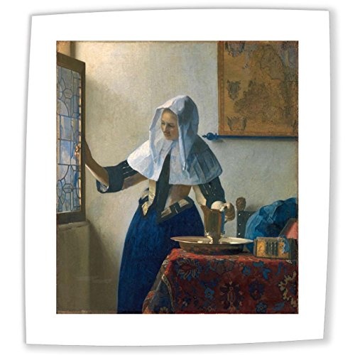 JH Lacrocon Johannes Vermeer - Frau Mit Einem Wasserkrug Leinwandbilder Reproduktionen Gerollte 80X90 cm - Mensch Gemälde Gedruckt Wandkunst