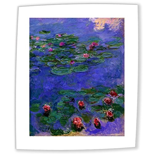 JH Lacrocon Claude Monet - Rote Seerosen 1908 Leinwandbilder Reproduktionen Gerollte 70X90 cm - Botanische Naturlandschaft Gemälde Gedruckt Wandkunst
