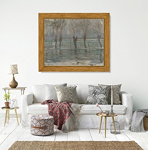 JH Lacrocon Claude Monet - Hochwasser Leinwandbilder Reproduktionen Gerollte 120X95 cm - Landschaften Gemälde Gedruckt Wandkunst