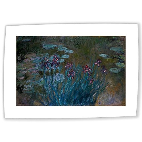 JH Lacrocon Claude Monet - Schwertlilien Und Seerosen 1914-1917 Leinwandbilder Reproduktionen Gerollte 90X60 cm - Botanische Naturlandschaft Gemälde Gedruckt Wandkunst