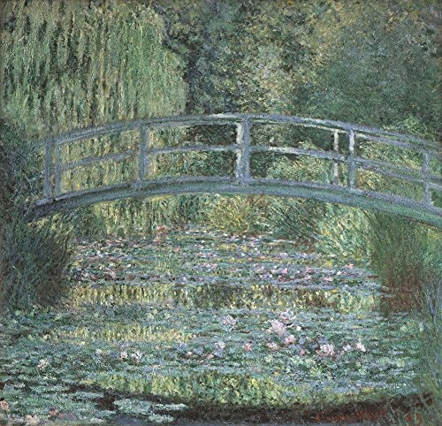 Claude Monet - Seerosen Und Japanische Brücke Leinwandbilder Reproduktionen Gerollte 90X85 cm - Botanische Naturlandschaft Gemälde Gedruckt Wandkunst