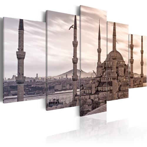 Bilder 200x100 cm - XXL Format - Fertig Aufgespannt - TOP - Vlies Leinwand - 5 Teilig - Wand Bild - Kunstdruck - Wandbild - Stadt Türkei Istanbul 030102-11 200x100 cm B&D XXL