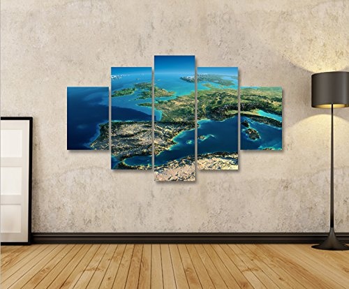 islandburner Bild Bilder auf Leinwand Europa vom Weltall V4 MF XXL Poster Leinwandbild Wandbild Dekoartikel Wohnzimmer Marke