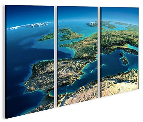 islandburner Bild Bilder auf Leinwand Europa vom Weltall V4 3p XXL Poster Leinwandbild Wandbild Dekoartikel Wohnzimmer Marke